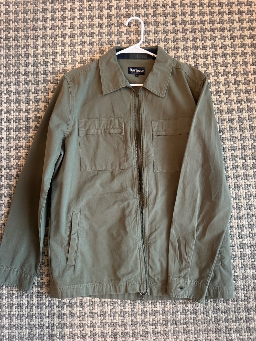 Barbour Olive Green Military Zip-Up Field Jacket size L men’s